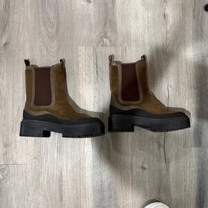 Sam Edelman Two-Tone Brown and Black Ankle Boots